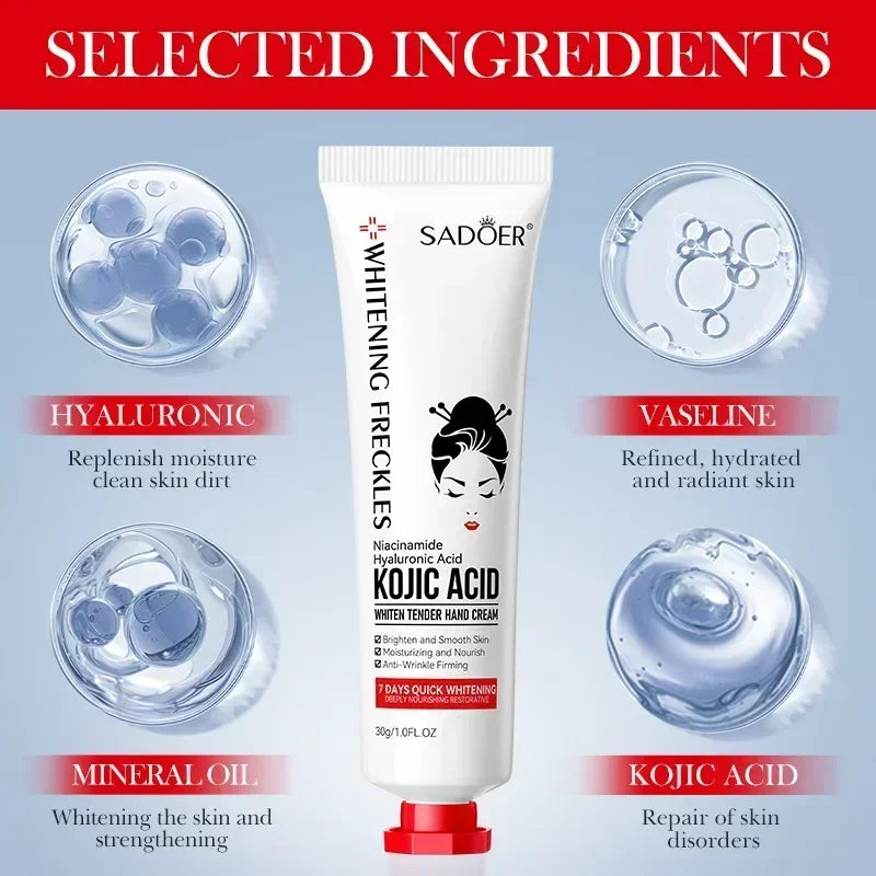 SADOER Kojic Acid Hand Cream Moisturizing Nourishing Brightening Hydrating Hand Creams Beauty Hands Skin Care Products Peaceful Pleasures Health and Wellness
