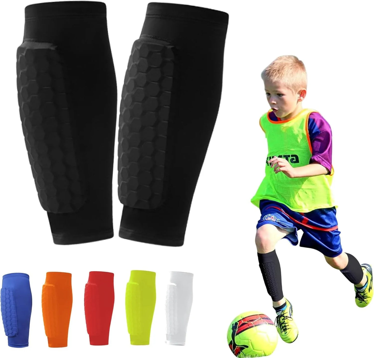 1Pcs Soccer Shin Guards Pads for Youth Adult, Shin Defender Shin Guards Kids, Calf Compression Sleeve with Honeycomb Pads Peaceful Pleasures Health and Wellness