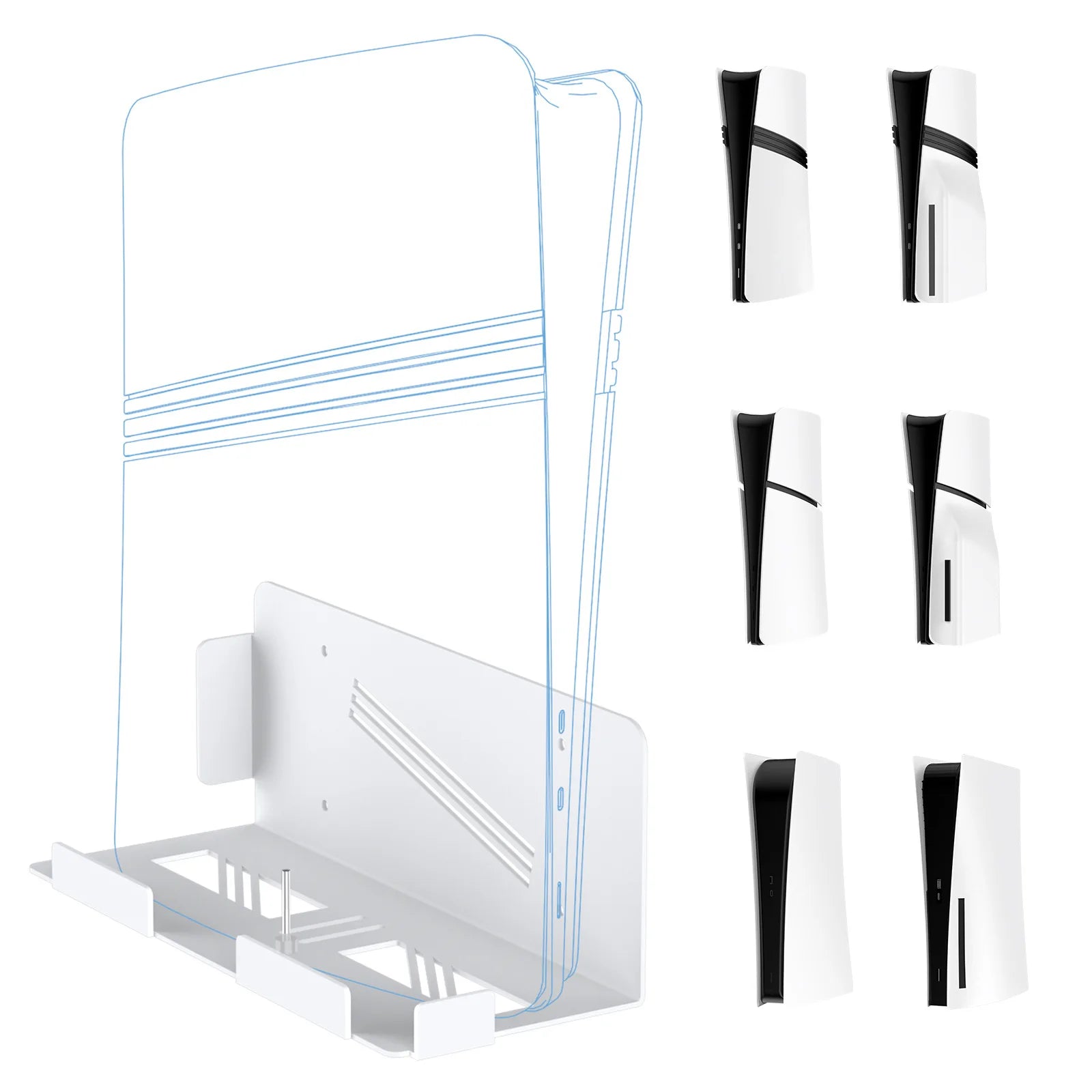 For PS5 Pro/Slim Console Wall Mount Organizer P5 Game Console Universal Wall Bracket Peaceful Pleasures Health and Wellness