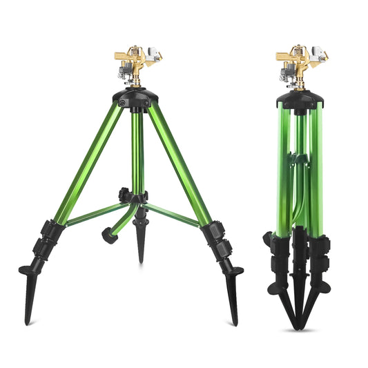 Heavy Duty Lawn Sprinkler 360 Degree Large Area Irrigation Impact Sprinkler on Tripod Base Sprinkler Nozzle for Lawn/Yard/Garden Peaceful Pleasures Health and Wellness EU Plug