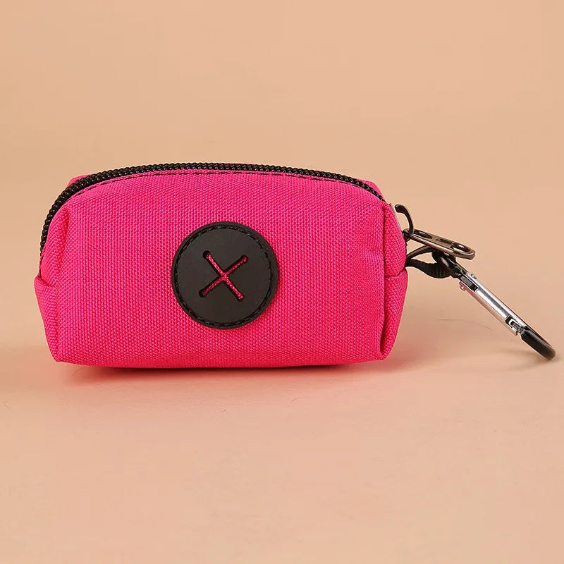 Canvas Dog Poop Bag Dispenser with Carabiner Clip Pet Waste Dispenser Peaceful Pleasures Health and Wellness Rose