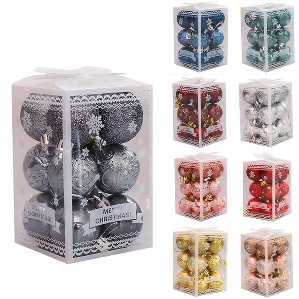 Christmas Ball Ornaments 12 Pack – 4cm Shatterproof Baubles