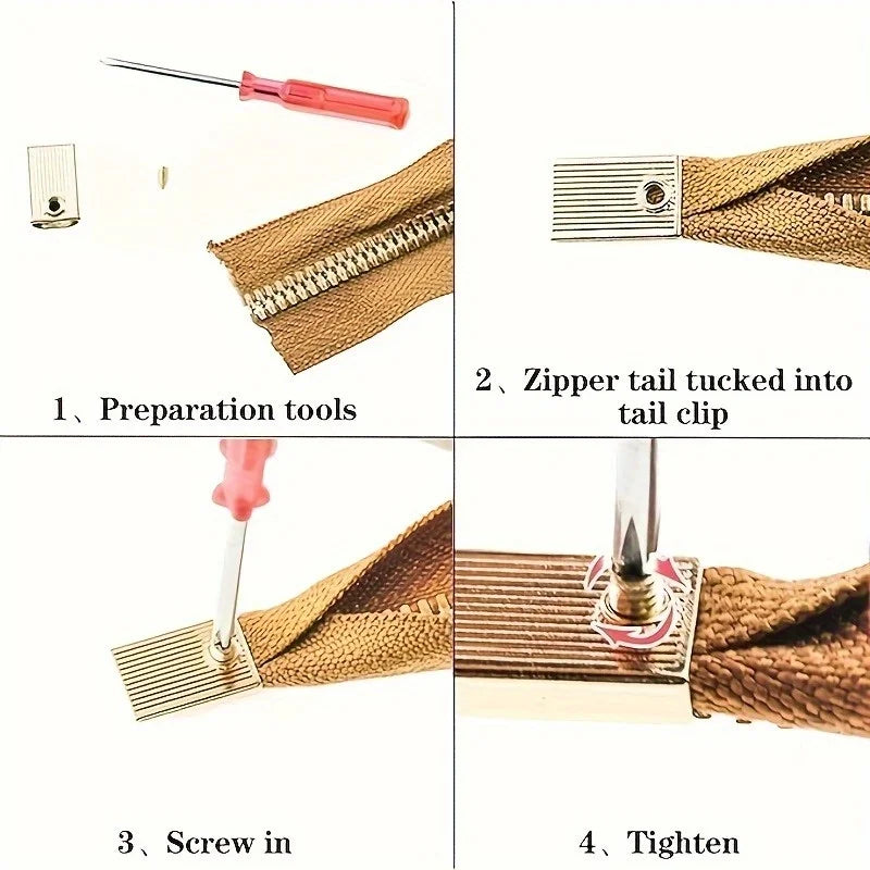 Metal Zipper Stopper Tail Clip Stop Plug Head Screw DIY Bag Leather
