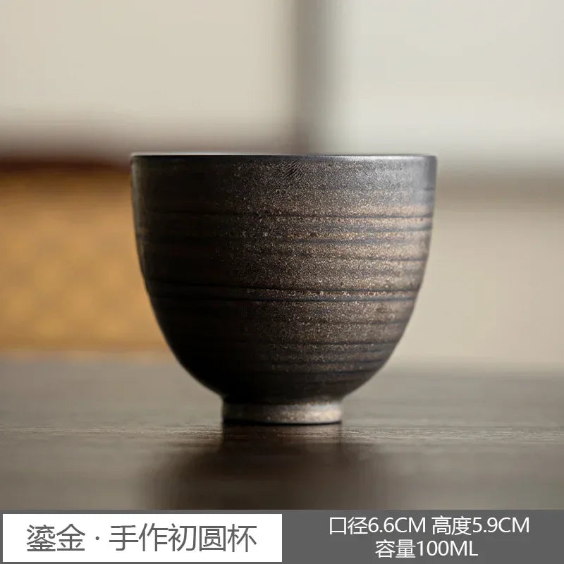Master's Cup Japanese Retro Rough Pottery Kung Fu Tea Set Personal Ceramic Water Cup Peaceful Pleasures Health and Wellness Mug-100ML 51-100ml
