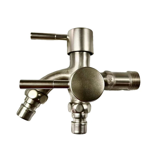 Multifunction Double-outlet Washing Machine Faucet 304 Stainless Steel Faucet One Into Two Out Outdoor Garden Sink Pool Faucet Peaceful Pleasures Health and Wellness