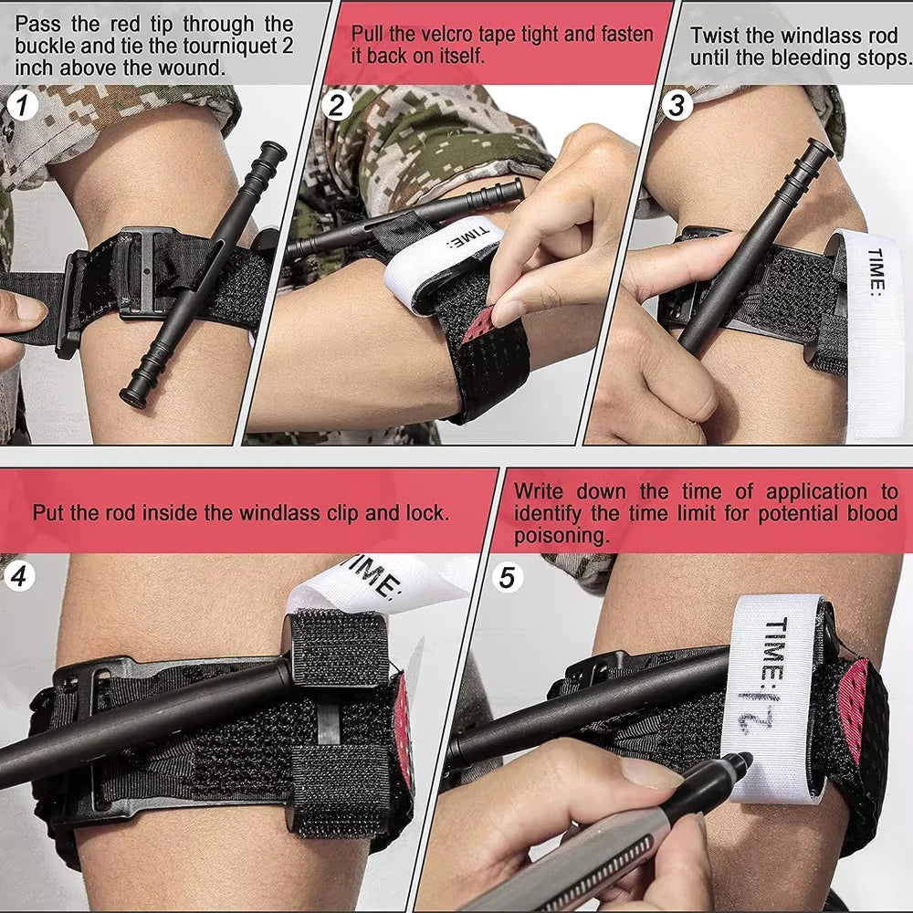 5/10/25Pcs Portable emergency slow-release 95CMtourniquet emergency tourniquet outdoor medical tactical equipment CAT hemostasis Peaceful Pleasures Health and Wellness