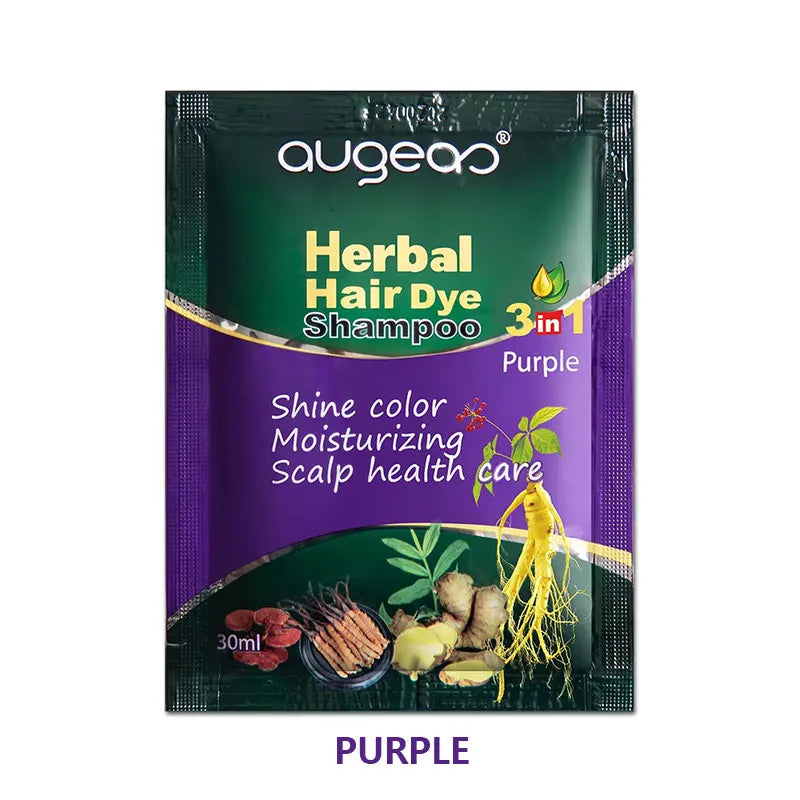 Natural Plant Hair Dye Shampoo – 6 Colors, Fast Gray Coverage, 30–500ml Peaceful Pleasures Health and Wellness 30ml Purple