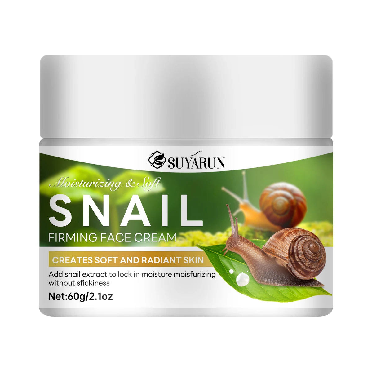 SUYARUN Snail Repair Cream with Aloe Vera & Plant Squalane, Anti-Aging Lifting Moisturizer, For All Skin Types. Peaceful Pleasures Health and Wellness 60g