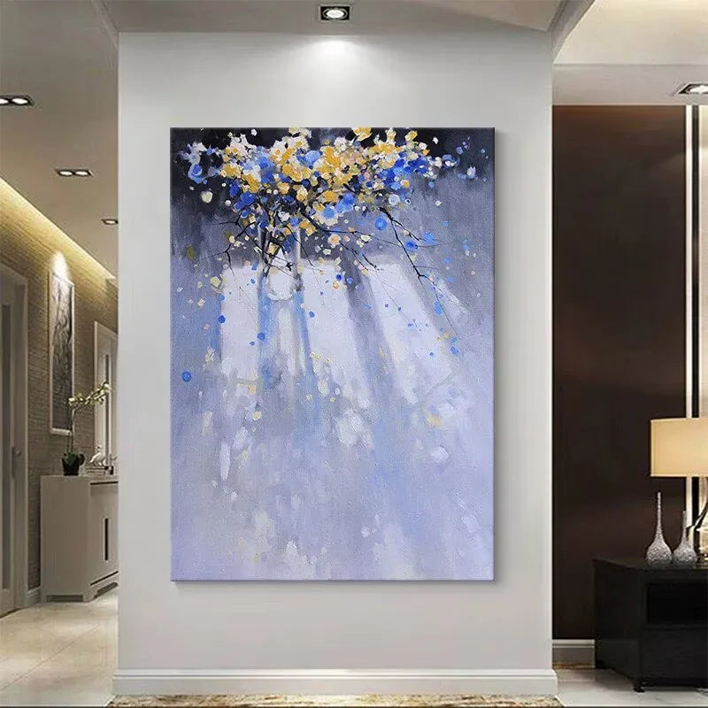 Unique Gift Beautiful Purple Flowers Picture Hand Painted Oil Painting On Canvas Wall Art Poster Mural For Living Room Entrance Peaceful Pleasures Health and Wellness