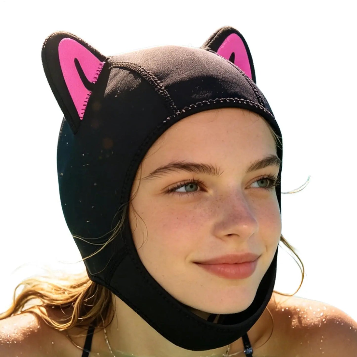 Women's Cat Ear Neoprene Diving Hood – Waterproof Swim Cap
