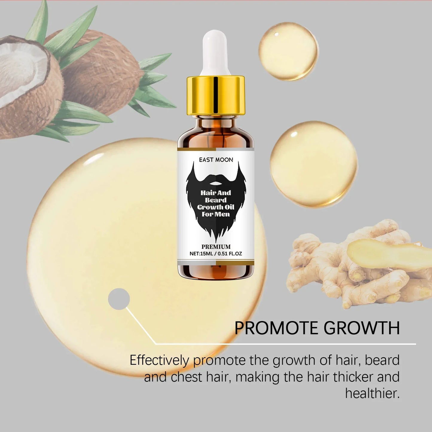 East Moon Hair Growth Serum for Men – Beard & Scalp Essence 15ml