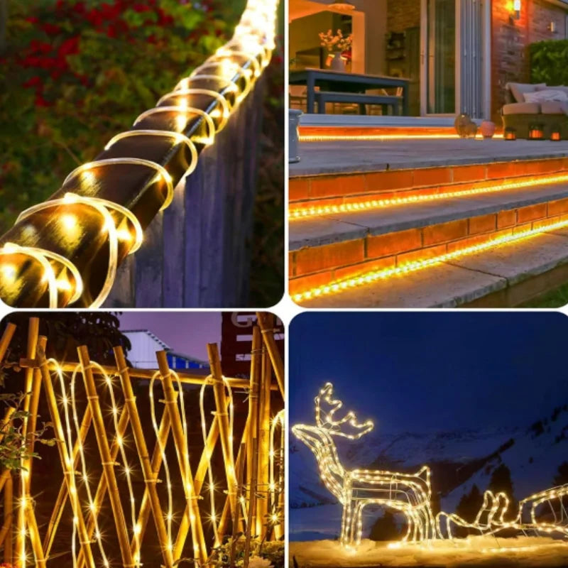 Solar String Lights Outdoor Waterproof Tube Rope 12m/7m LED