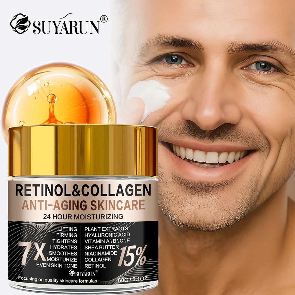 Retinol Collagen Anti-Aging Face & Eye Cream in Glass Jar - Moisturizing & Wrinkle Reduction for Firm Skin. Peaceful Pleasures Health and Wellness