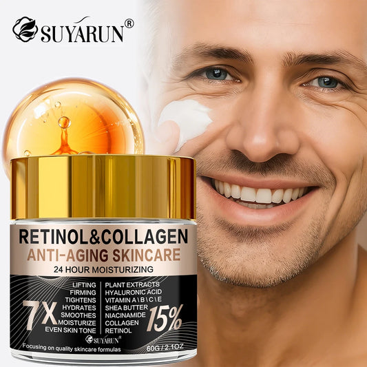 Retinol Collagen Anti-Aging Face & Eye Cream in Glass Jar - Moisturizing & Wrinkle Reduction for Firm Skin. Peaceful Pleasures Health and Wellness