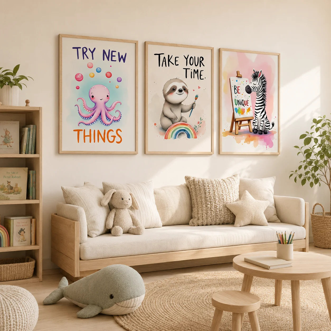 Nordic Animal Nursery Canvas Wall Art – Kids Room Decor Nursery Canvas Print Peaceful Pleasures Health and Wellness