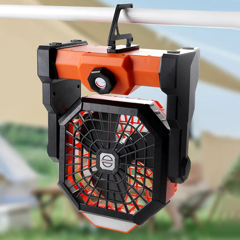 10000mAh Pro High Capacity Portable Rechargeable Fan with LED Light and Hook for Desk Camping Outdoor Tent Car Trip Peaceful Pleasures Health and Wellness