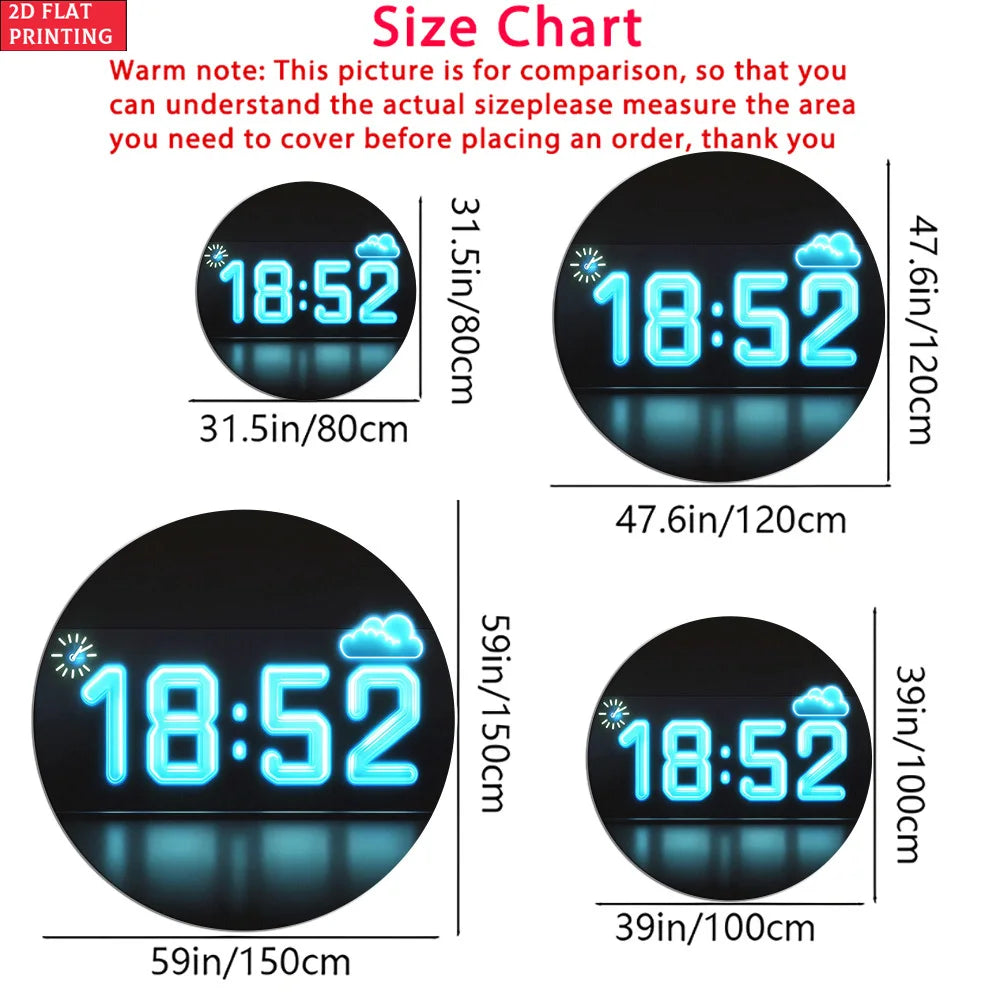 1pc Digital Clock Design Round Rug for Modern Living Room Decor 2D Flat Printed Floor Mat Non-Slip Home Decoration Peaceful Pleasures Health and Wellness