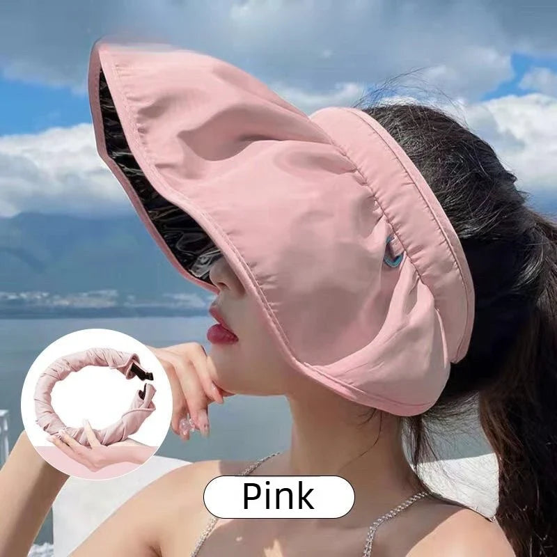 UPF 50+ Convertible Sun Hat & Visor 2-in-1 UV Beach Hat Women