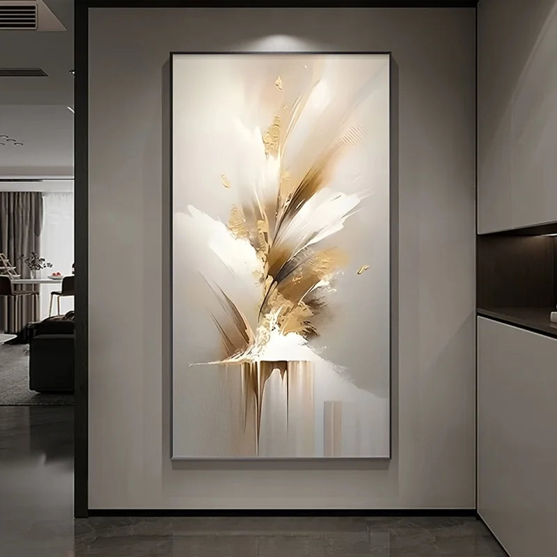 Luxurious Golden and White Decor, Frameless Vertical Artwork for Home Office, Perfect for Living Room, Bedroom, Hallway Decor Peaceful Pleasures Health and Wellness ZLH4859 50x70cm No Frame