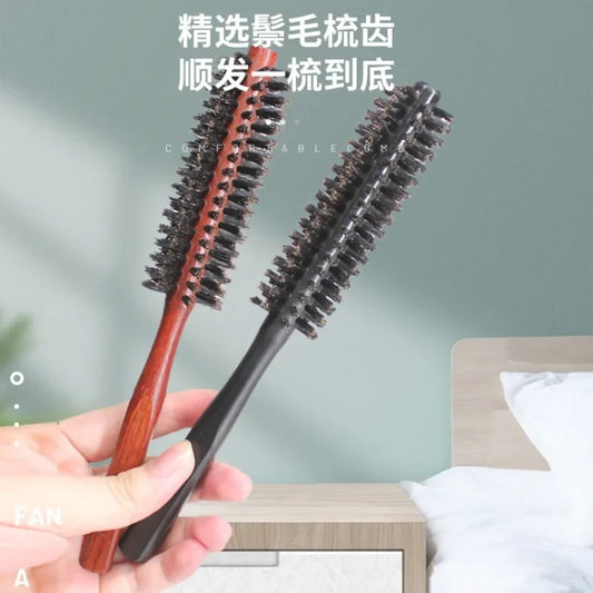 Boar Bristle Round Hair Brush & Tail Comb | Wood Handle Hair Brush & Comb Set Peaceful Pleasures Health and Wellness