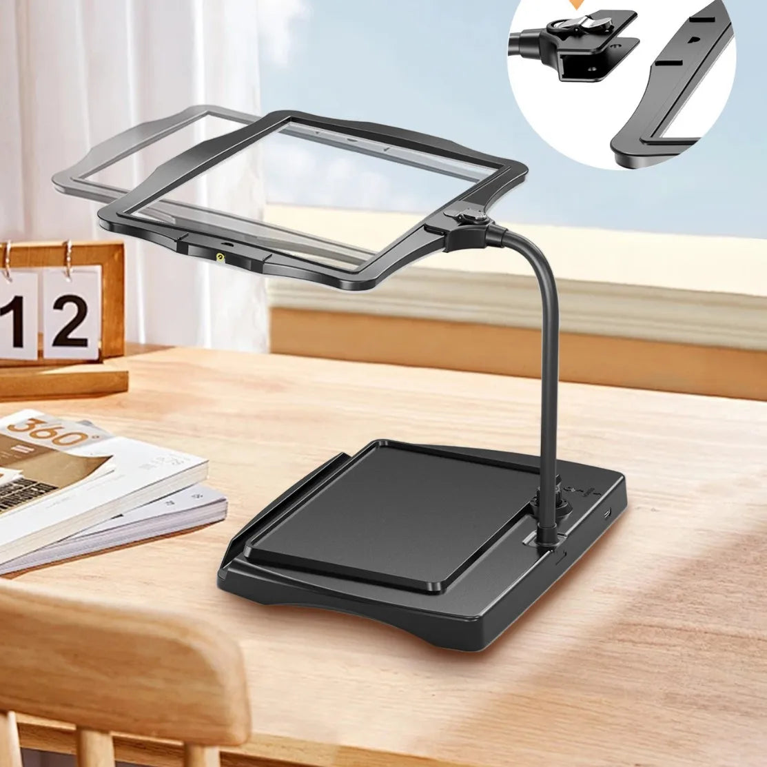 Elderly Reading Magnifying Glass with Large Mirror Surface, Detachable Rechargeable Vision Aid Peaceful Pleasures Health and Wellness