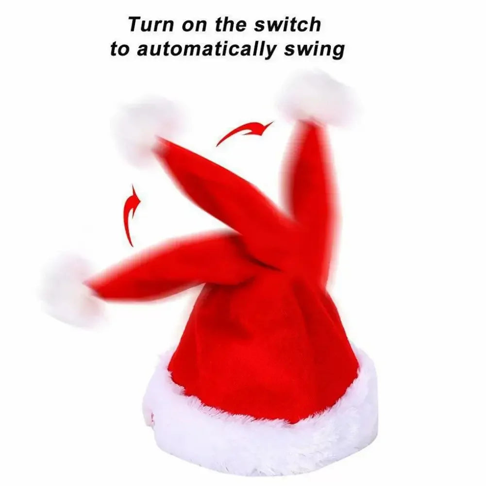 Singing and Dancing Christmas Hat Electric Santa Hat Music Christmas Hat Christmas Party Supplies Gifts (NO Battery) Peaceful Pleasures Health and Wellness