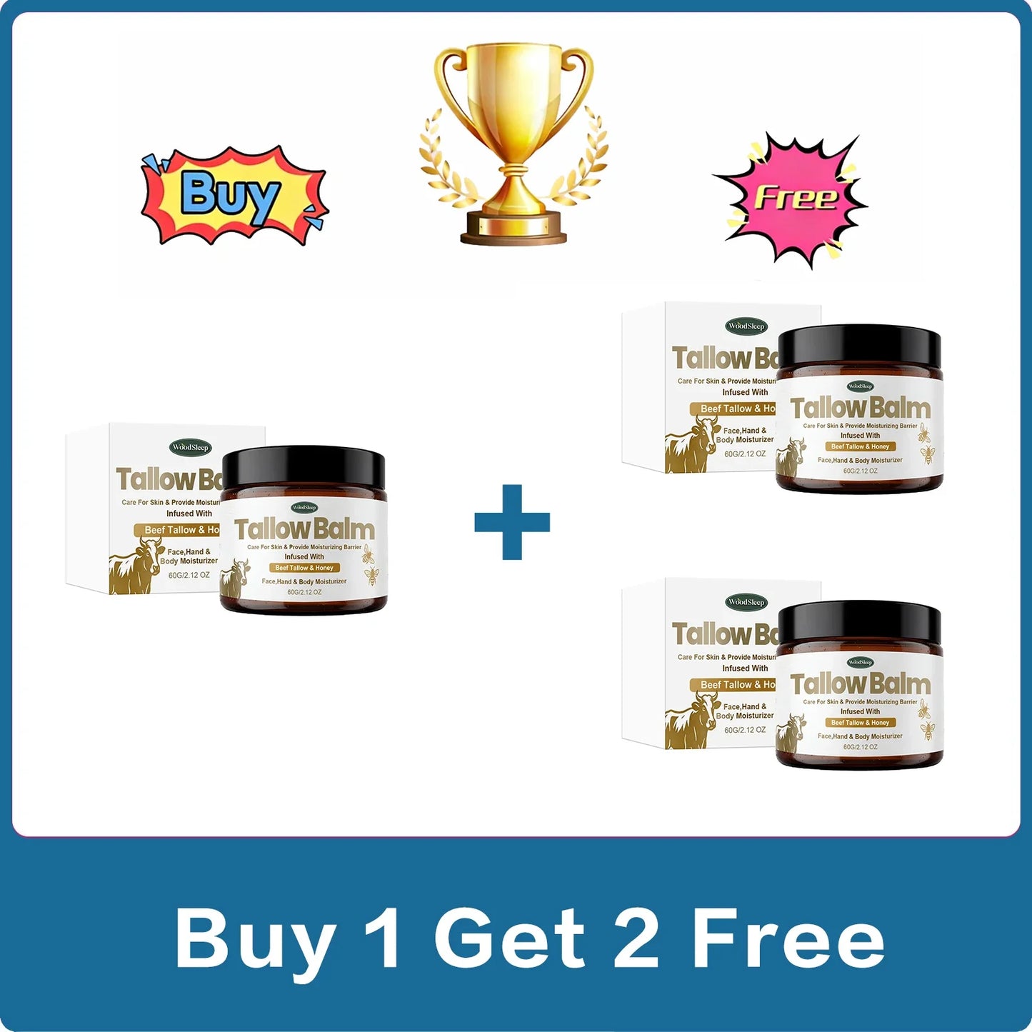 Woodsleep Beef Tallow & Honey Skin Balm – Hydrating Moisturizer