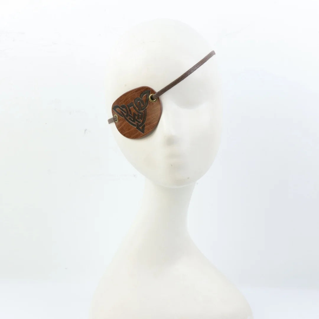 Medieval Embossed Pirate Eye Patch Vintage Faux Leather Mask Viking