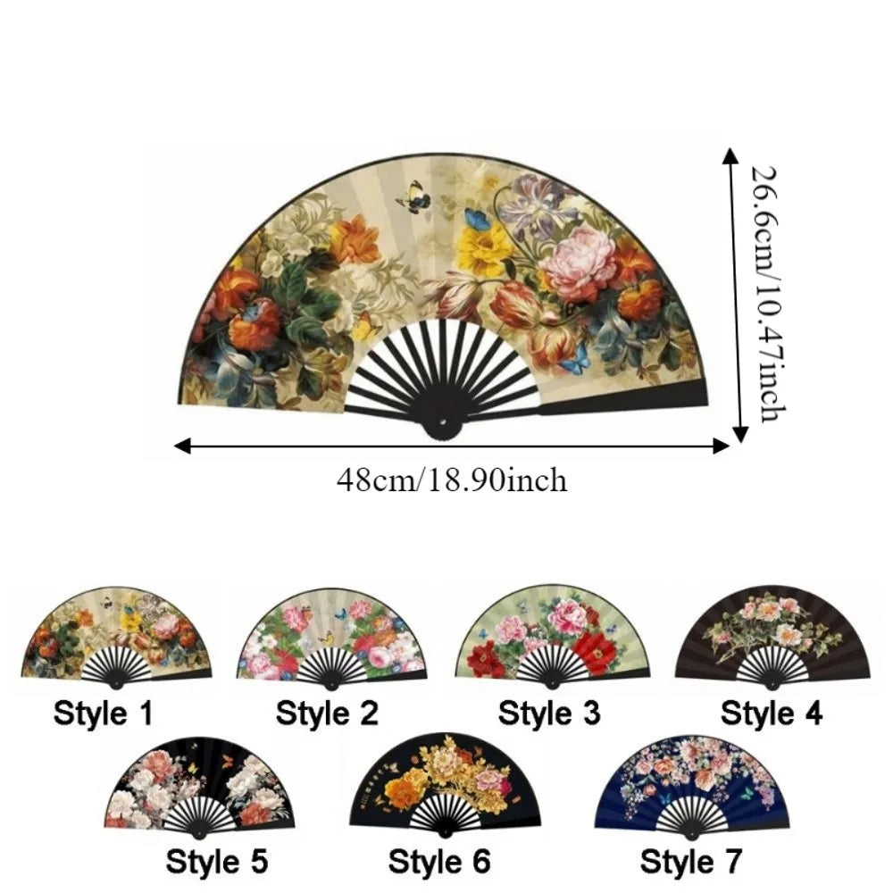 Chinese Silk Folding Hand Fan – Handmade Flower Dance Fan Gift