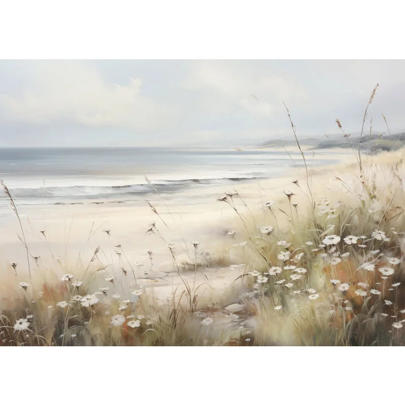 Pastel Coastal Beach Seascape Canvas Wall Art | Sailboat Print Canvas Wall Art Peaceful Pleasures Health and Wellness 7 50x70cm Unframed