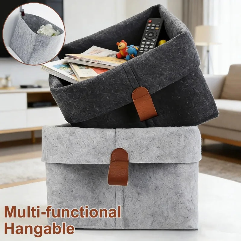Felt Storage Basket | Foldable Organizer Bin – Home, Dorm & Office