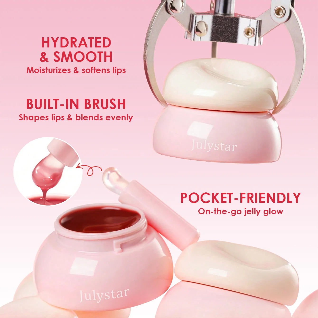 8-Color Jelly Lip Gloss & Cheek Tint | Hydrating Mirror Glaze