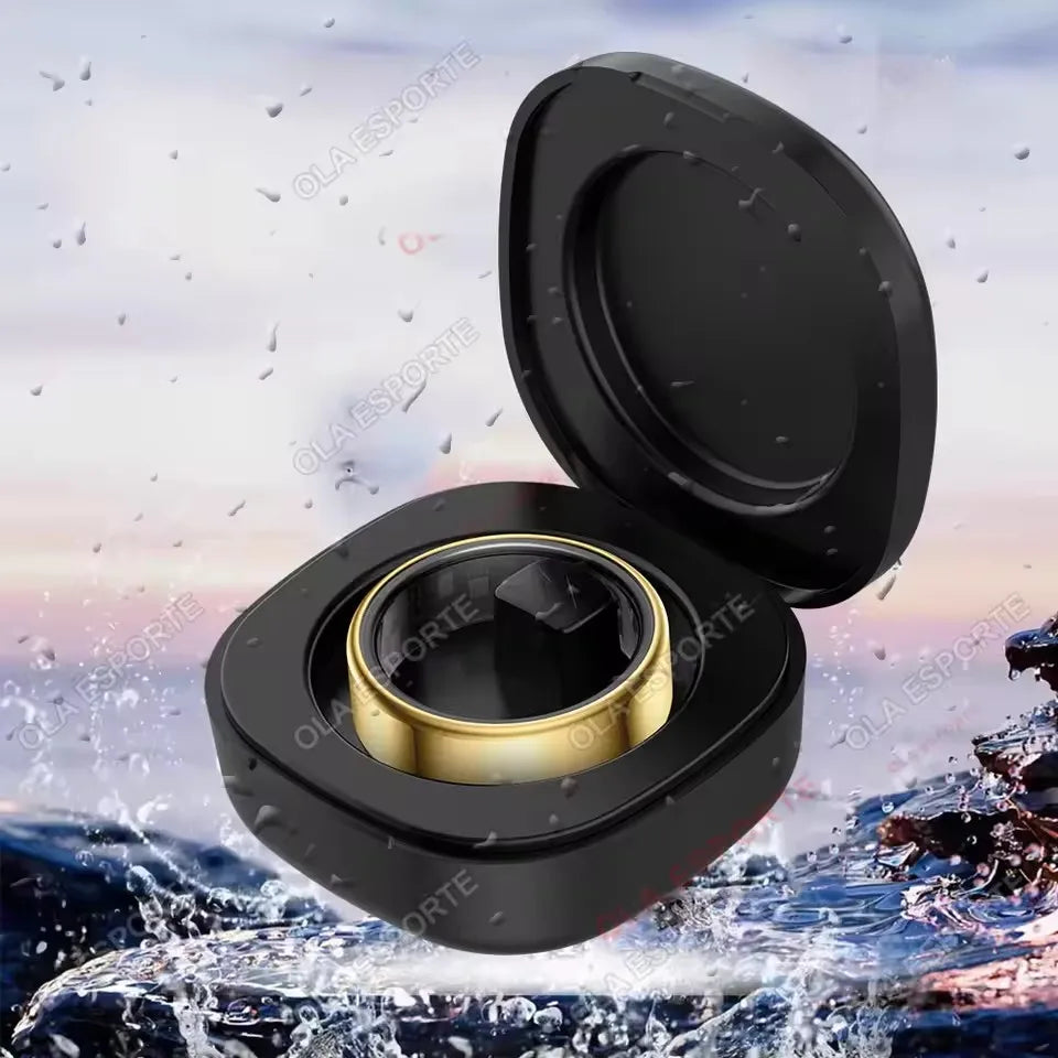 New R09 Smart Ring Men Women with Charging Case,Heart Rate Blood Oxygen,Skin Temperature Monitor,5ATM Waterproof For Android IOS Peaceful Pleasures Health and Wellness Gold Pro 13