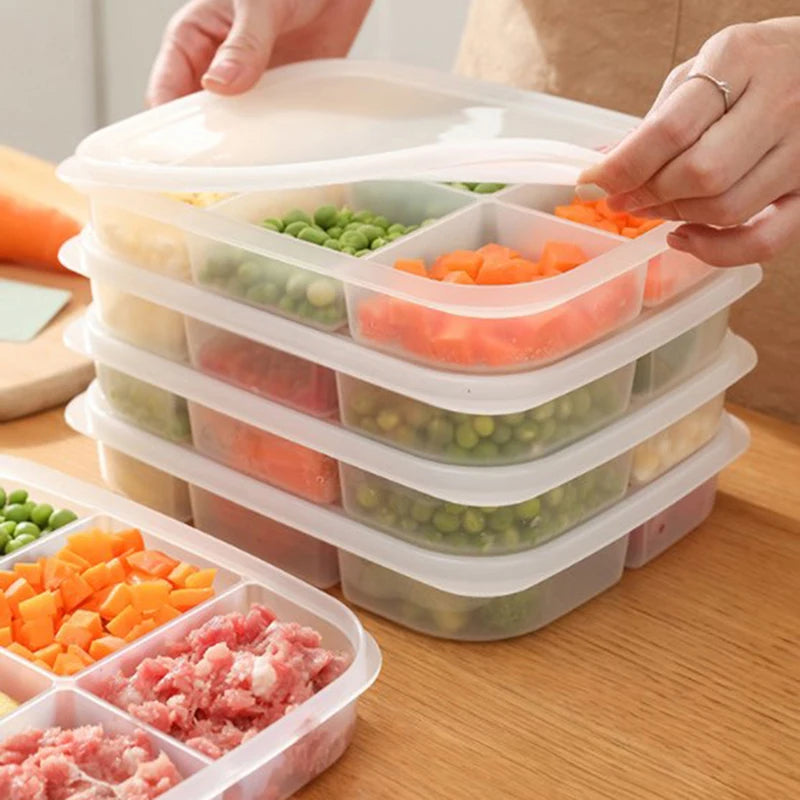 Clear Compartment Food Storage Box | Fridge Organizer Crisper