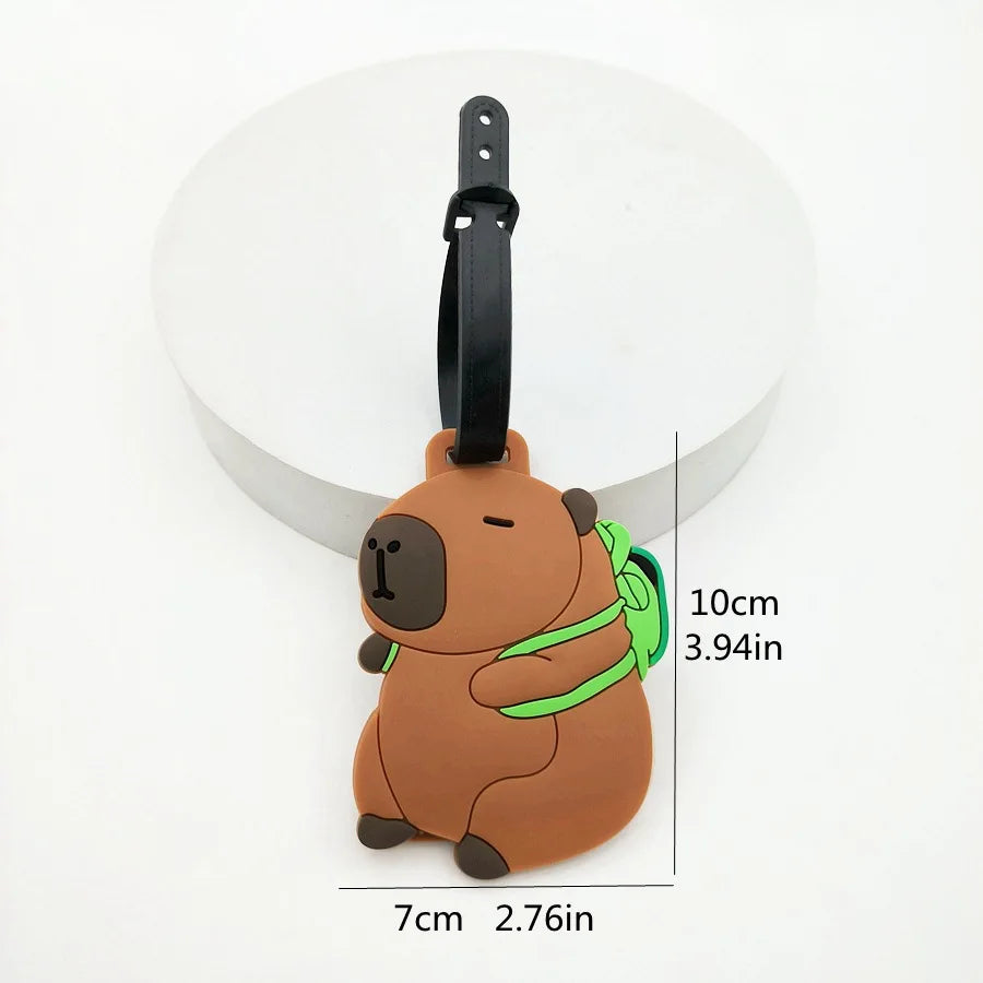 Cartoon Capybara PVC Luggage Tag | ID & Address Holder