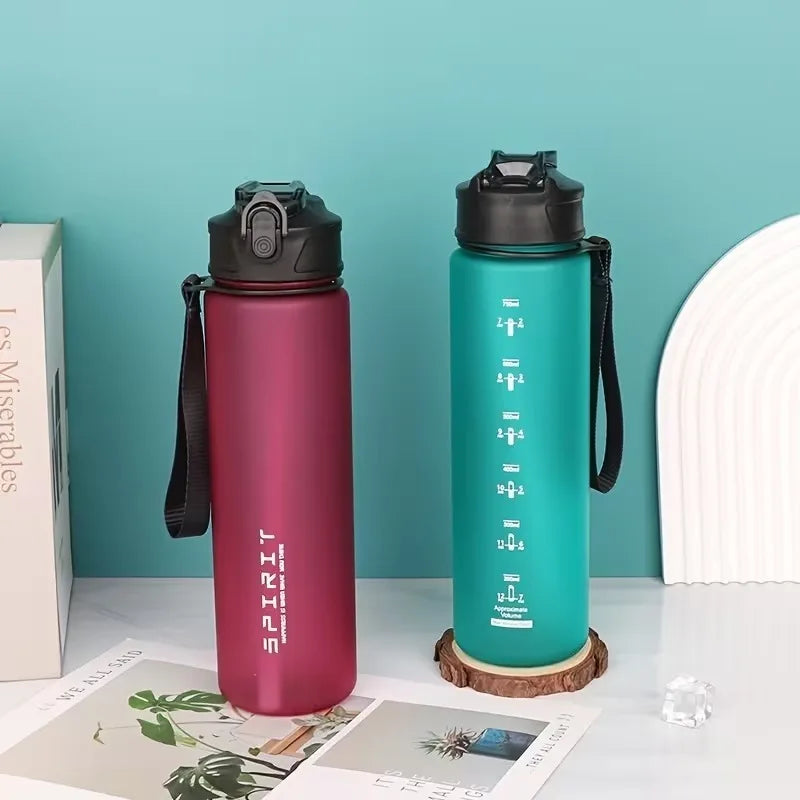 750ml Frosted BPA-Free Sports Water Bottle with Carry Rope