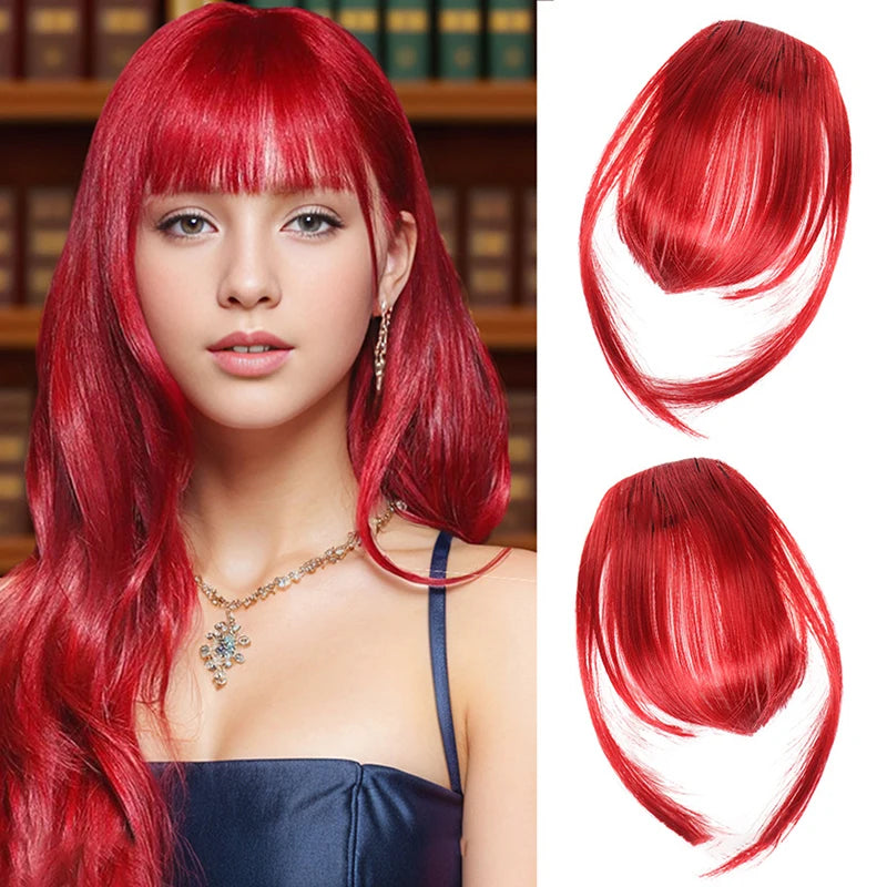 Synthetic Fake Air Bangs Natural Hair Extension Front Fringes Hairpiece Black Brown Clip In Bangs Double Sideburns Hair Styling Peaceful Pleasures Health and Wellness 12