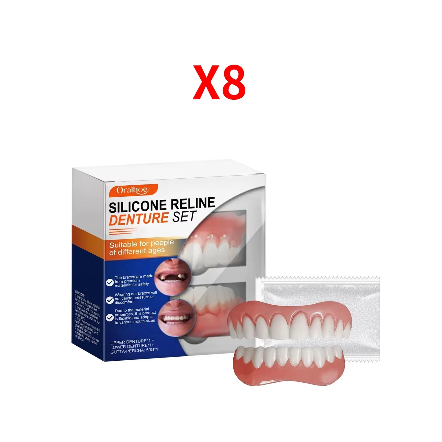 Oralhoe Soft Silicone Denture Liner Kit – Upper & Lower Set