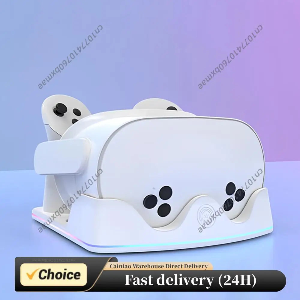 Charging Dock for Meta Quest 3S VR Charging Station with RGB Light Headset Display Stand and Controller Mount Controller Holder Peaceful Pleasures Health and Wellness