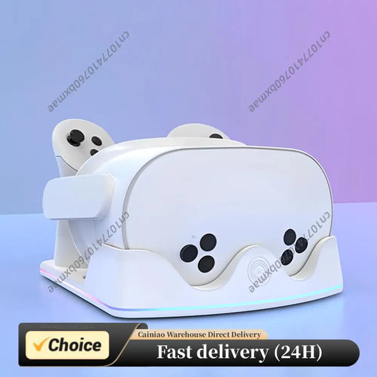 Charging Dock for Meta Quest 3S VR Charging Station with RGB Light Headset Display Stand and Controller Mount Controller Holder Peaceful Pleasures Health and Wellness