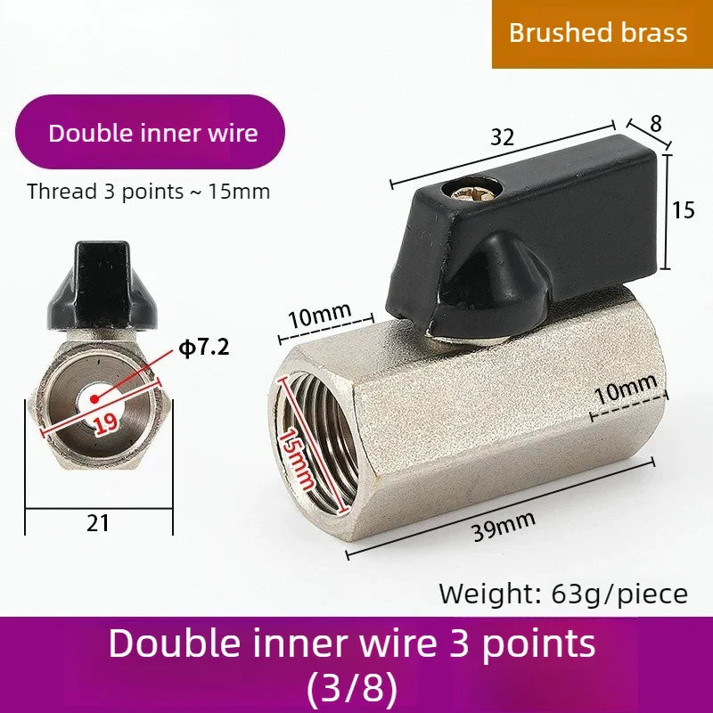 Copper Mini Ball Valve PT 1/8 1/4 3/8 1/2 Threaded Water Gas