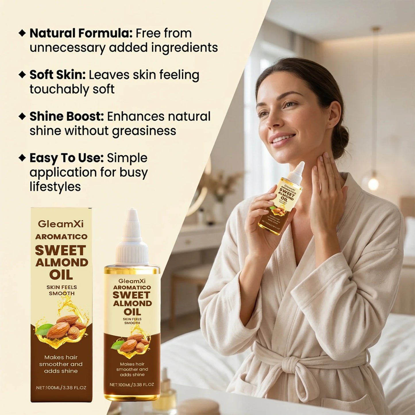 Almond Body Oil – Moisturizing, Firming & Brightening Serum