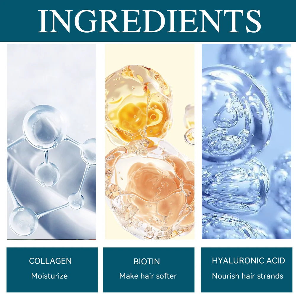 Biotin Collagen Hair Mask Repairs Dry Frizz Softens Hair Prevents Breakage Split Ends Nourishes White Horn Egg Scalp Care Peaceful Pleasures Health and Wellness