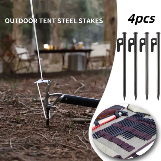 Forged Steel Tent Pegs – Heavy Duty 40cm Ground Stakes 4-Pack Camping Tent Stakes Oasis Select