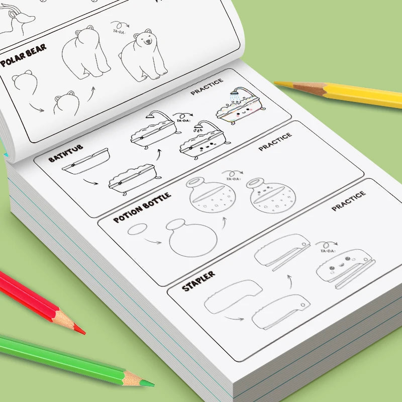How Draw Everything Book Kids 32 Pages Step Simple Drawing Coloring