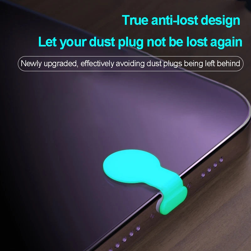Phone Protector Micro Usb Luminous anti-loss Dust Plug Charm iphone 14 pro Accessories Rubber Plugs Type c Consumer Electronics Peaceful Pleasures Health and Wellness