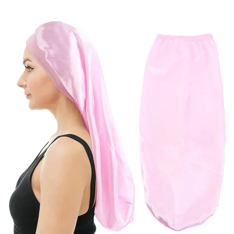 Satin Sleep Cap | Wide Elastic Bonnet for Long Hair Care Satin Sleep Bonnet Peaceful Pleasures Health and Wellness
