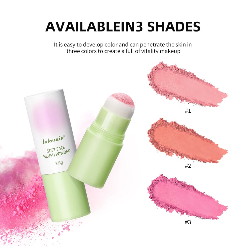 Soft Fog Blush Stick Face Blusher Patting Powder Blusher for Cheeks Cute Korean Style Waterproof Blush Sponge Brush Head 3Colors Peaceful Pleasures Health and Wellness