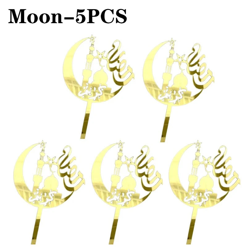 Eid Mubarak Golden Acrylic Cake Topper – Castle Moon Design