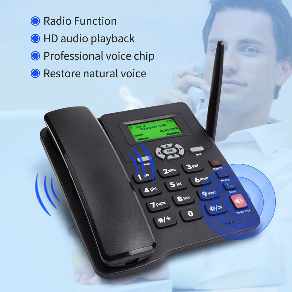 2G Fixed Wireless Desktop Phone | Dual SIM, Radio & Alarm